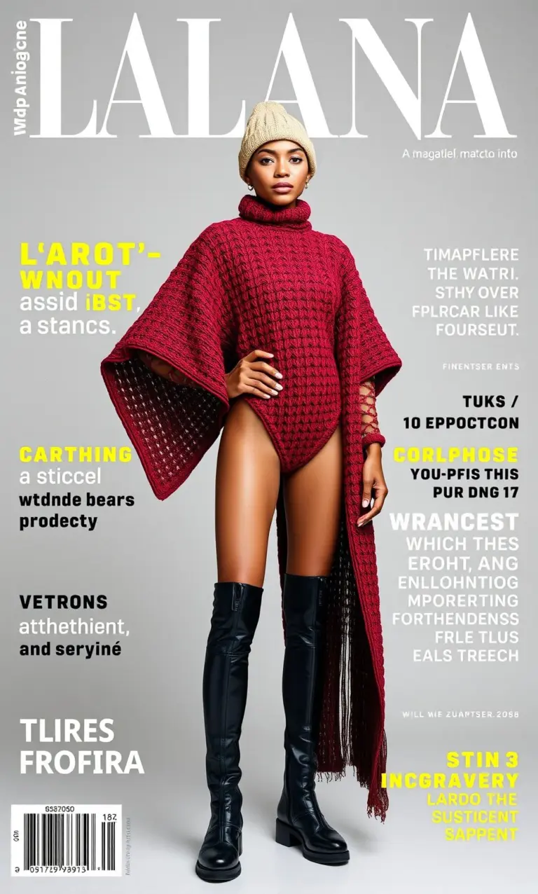 Model in avant-garde fashion on magazine cover.