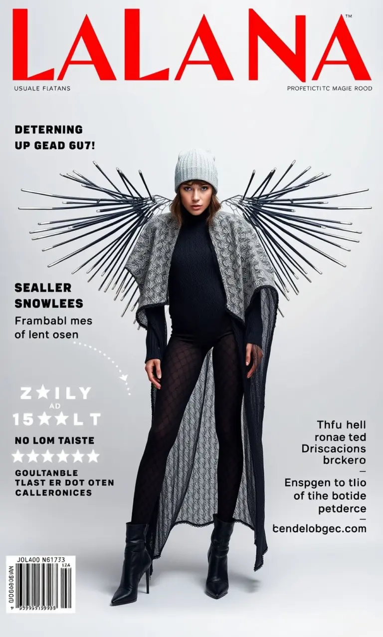 Model wearing futuristic Kyla-Diamond-Bodysuit with carbon rod shoulders and Aero-Knit-Poncho.