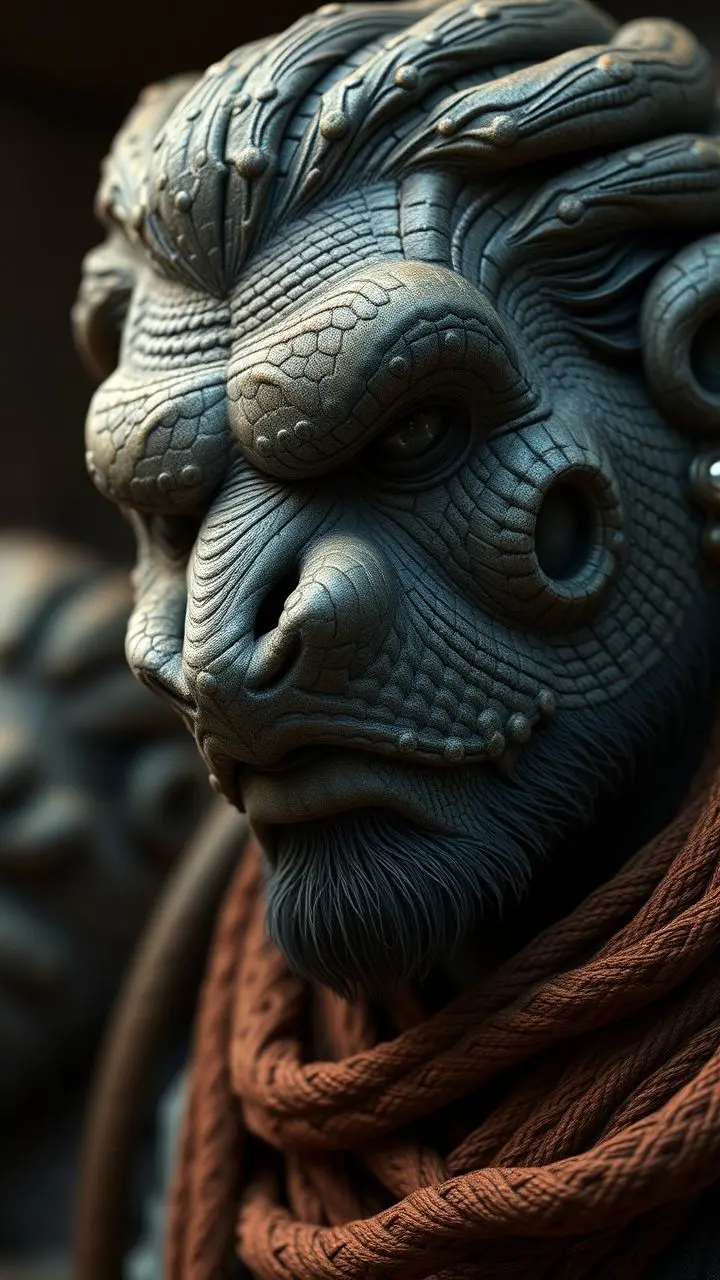 Detailed digital rendering of a subject with lifelike textures.
