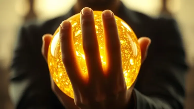 Harry Maguire's hand as a glowing gold orb.