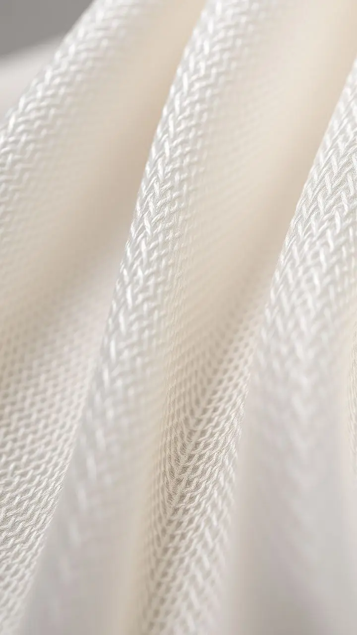 Close-up of fine fabric texture with delicate weaves and sheen.