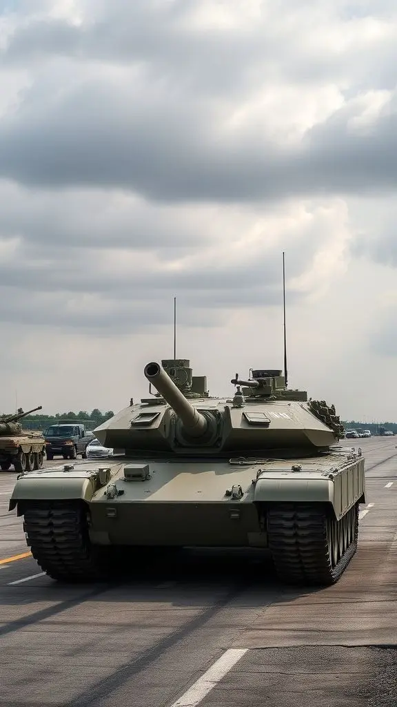 M1 Abrams tank driving on a testing track.