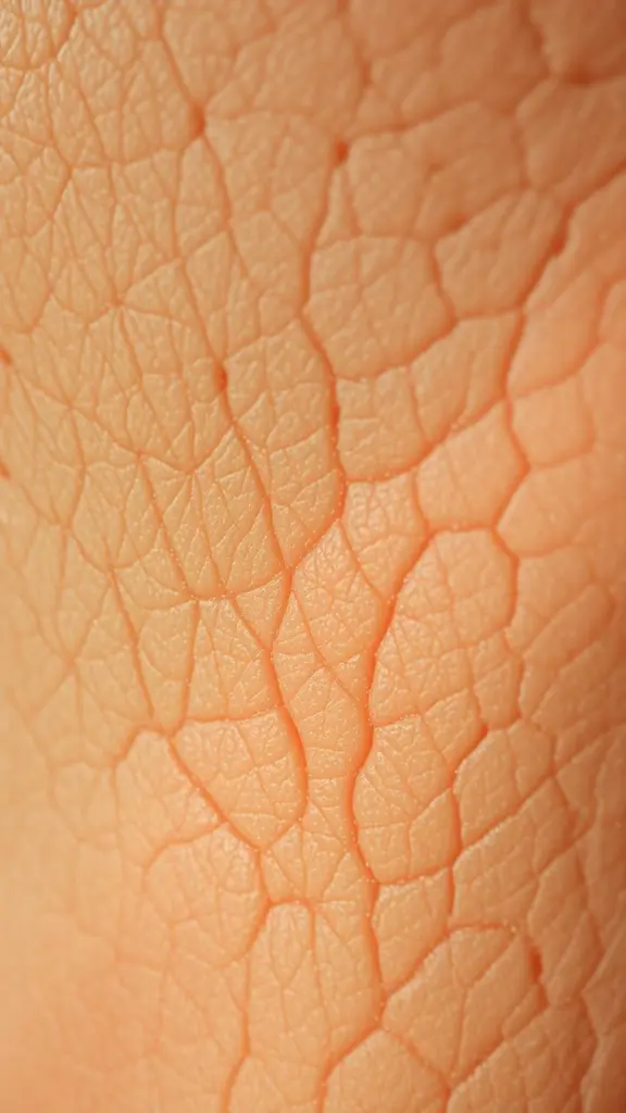 Close-up of human skin texture with pores and fine hairs.