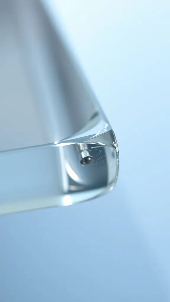 Close-up of a sharp, clear edge with detailed texture.
