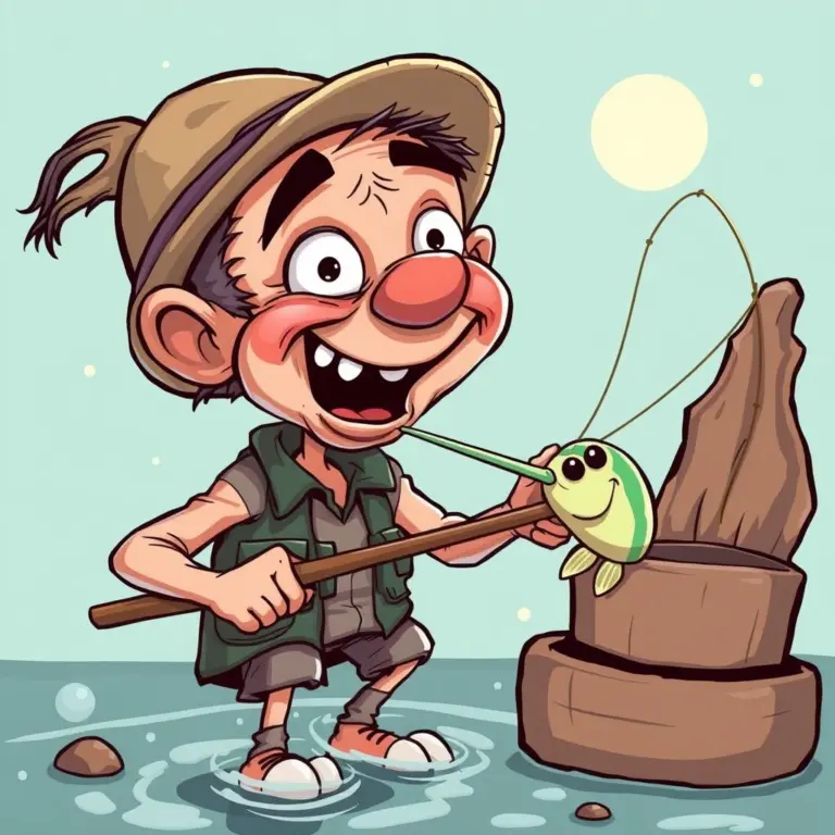 Cartoon maggot fishing