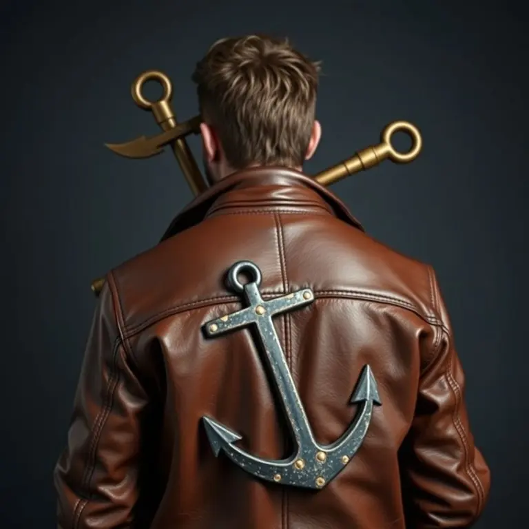 Man in leather jacket with anchor tattoo