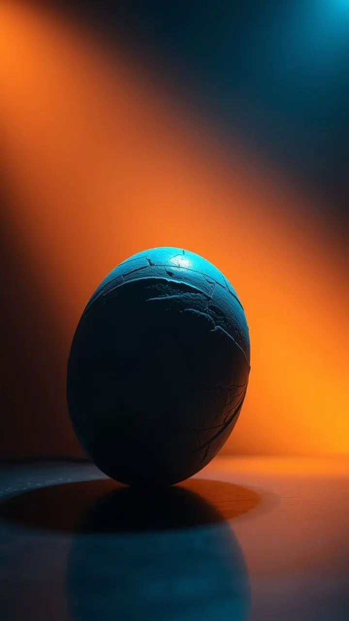 Subject illuminated by dramatic photometric lighting, showing detailed textures and form.