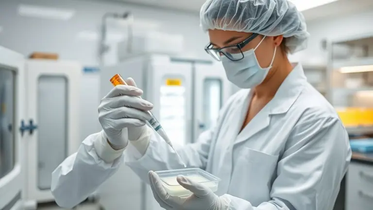 Lab technician performing microbiology test