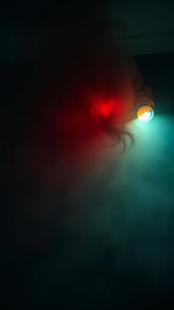 Man waking up in bed at night, hearing whispers.