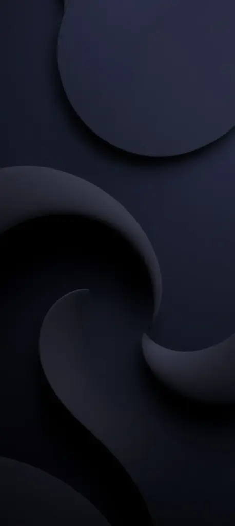 Minimalist dark wallpaper with AMOLED black background and smooth shapes.