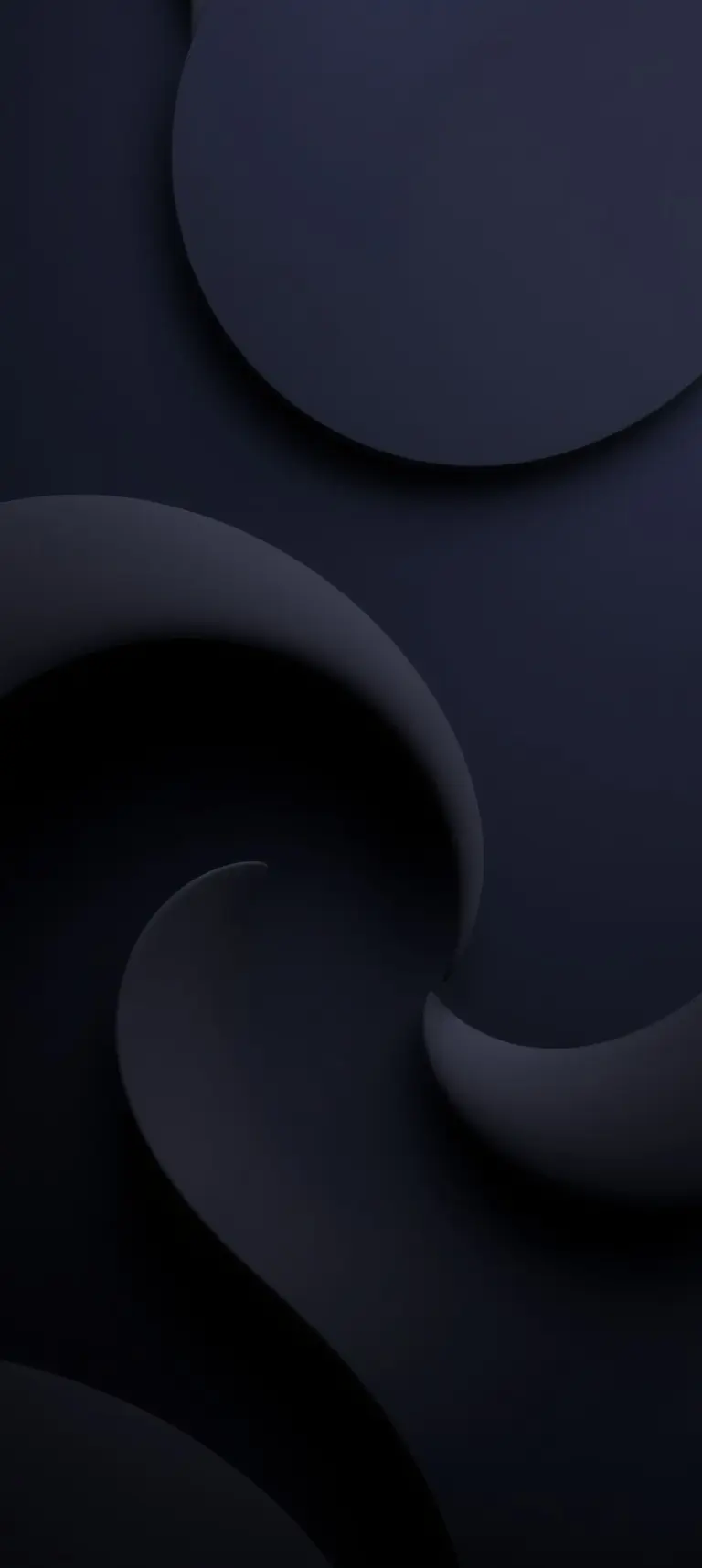 Minimalist dark wallpaper with AMOLED black background and smooth shapes.