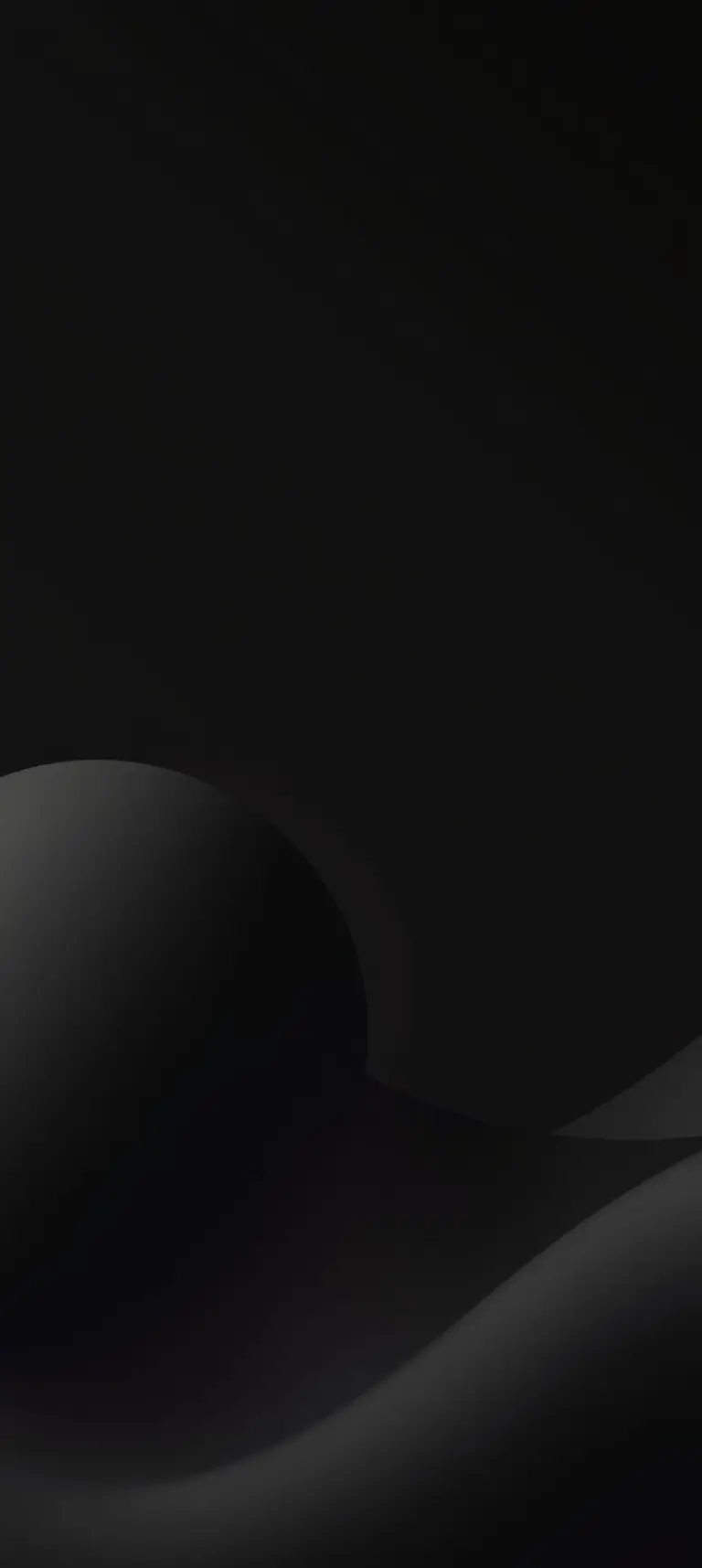 Dark minimalist 3D wallpaper for smartphone with AMOLED black background and subtle gradients.