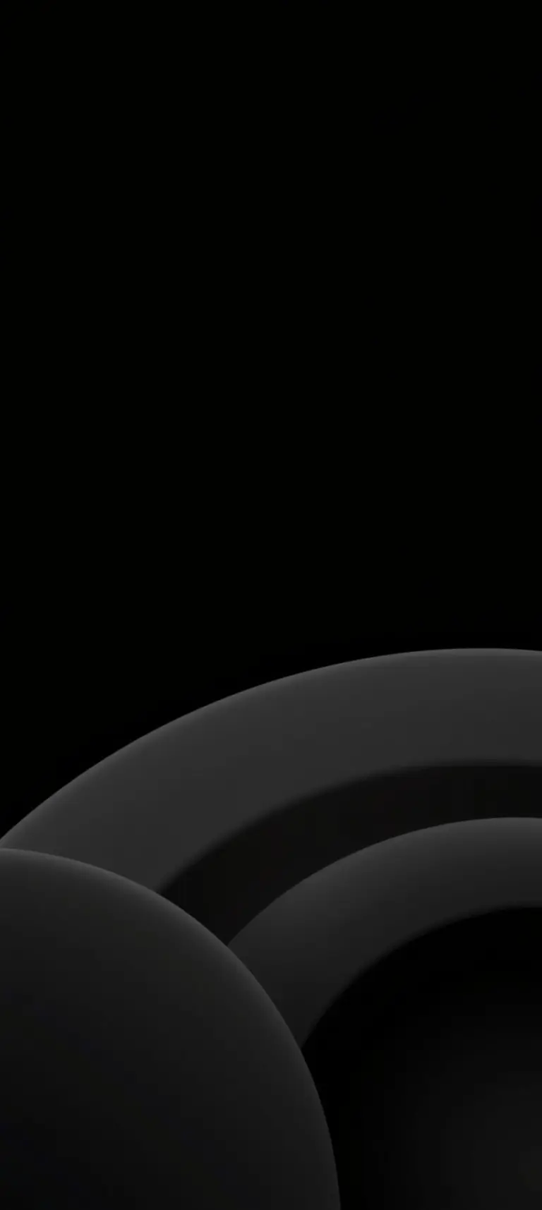 Modern minimalist smartphone wallpaper with AMOLED black background and subtle dark gradients.