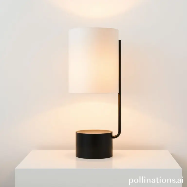 Sleek black metal table lamp with white shade.