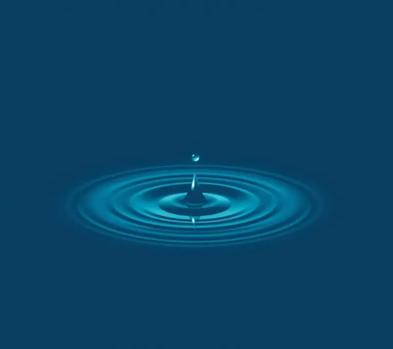 Minimalist logo of a water droplet hitting water, forming a coral-like ripple.