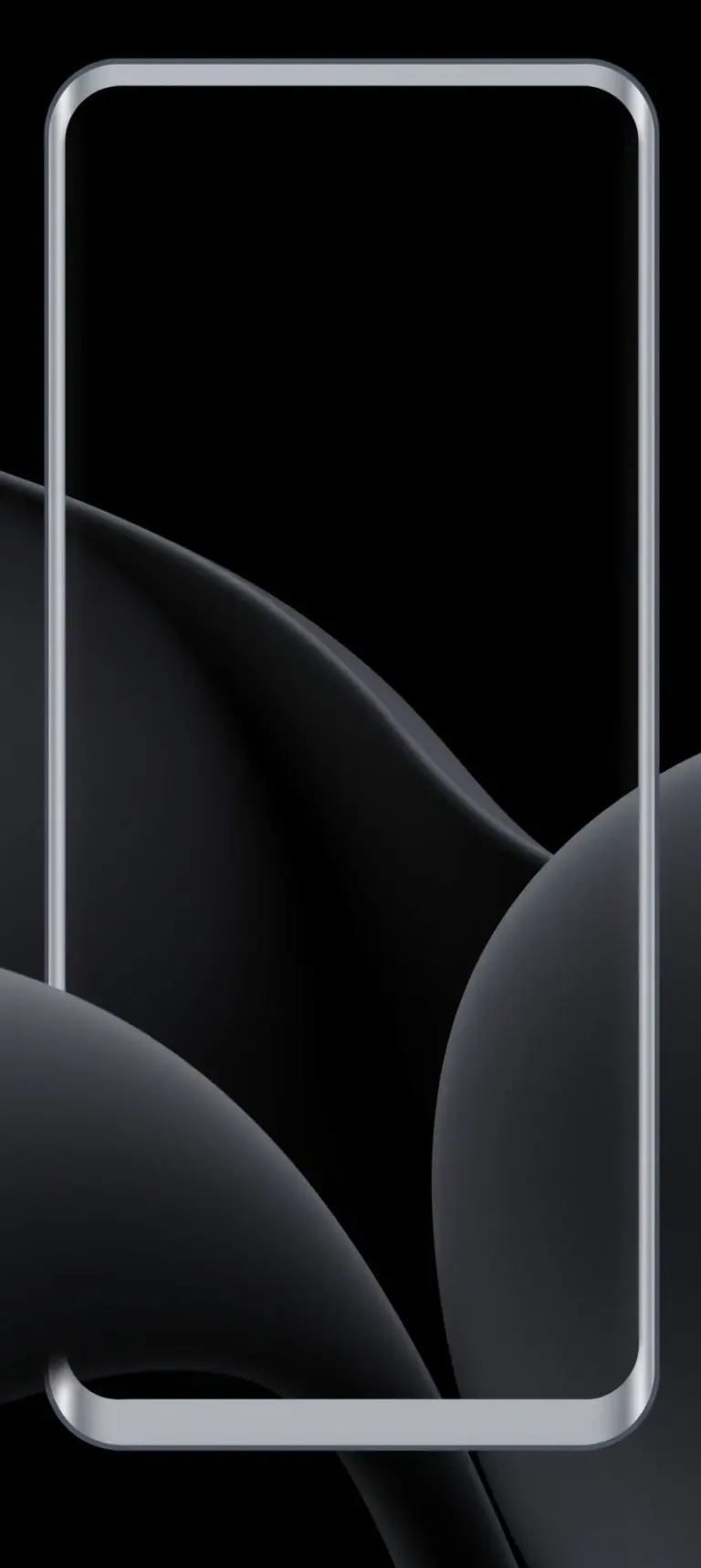 Minimalist dark 3D matte smartphone wallpaper with AMOLED black background.