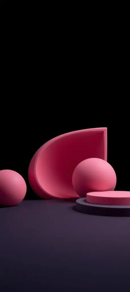 Minimalist 3D matte smartphone wallpaper with dark colors and AMOLED black background.