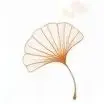Minimalist line art ginkgo leaf with soft watercolor background.