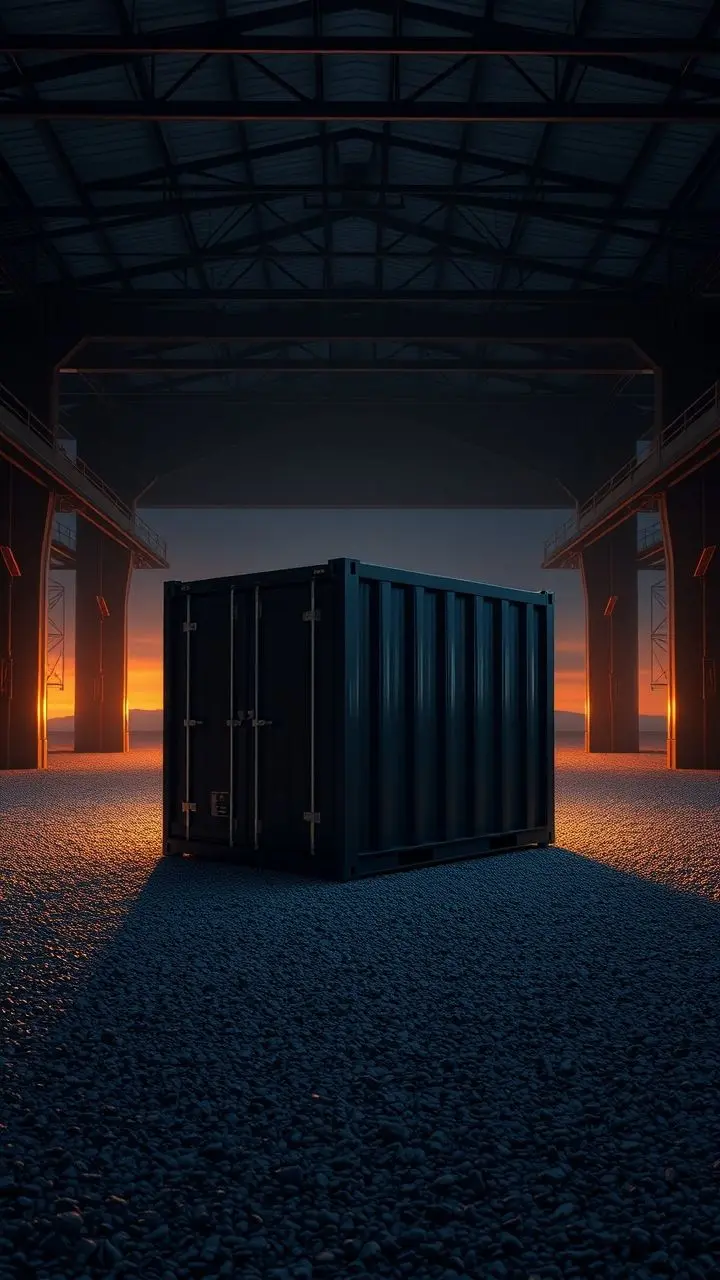 Minimalist storage box in industrial twilight