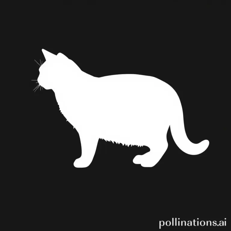 White cat silhouette on black background