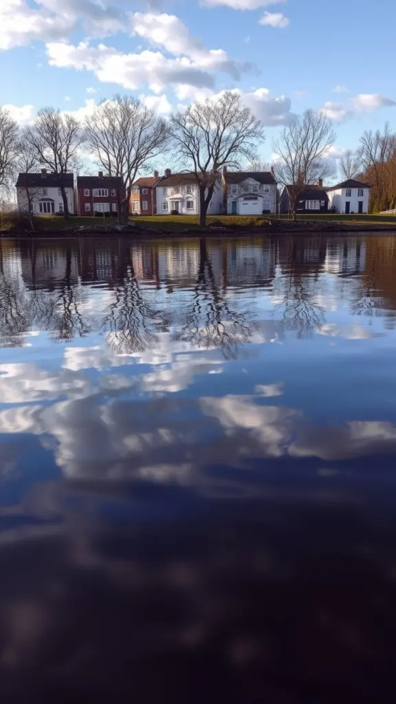 Lifelike reflections on calm water surface