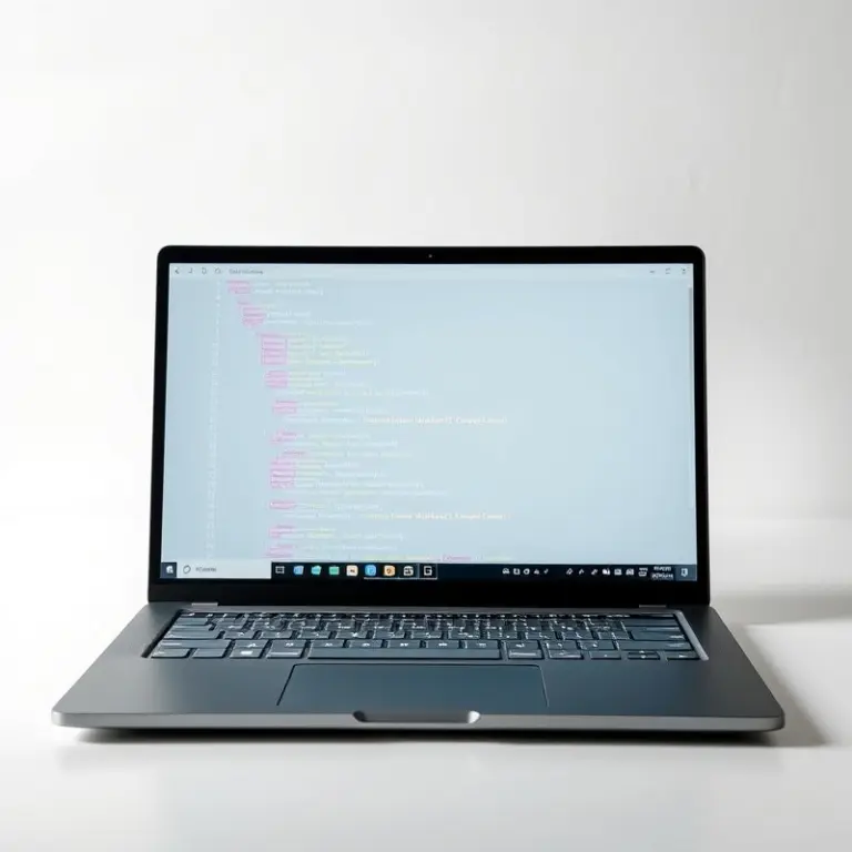 Laptop displaying SQL code with highlighted syntax.