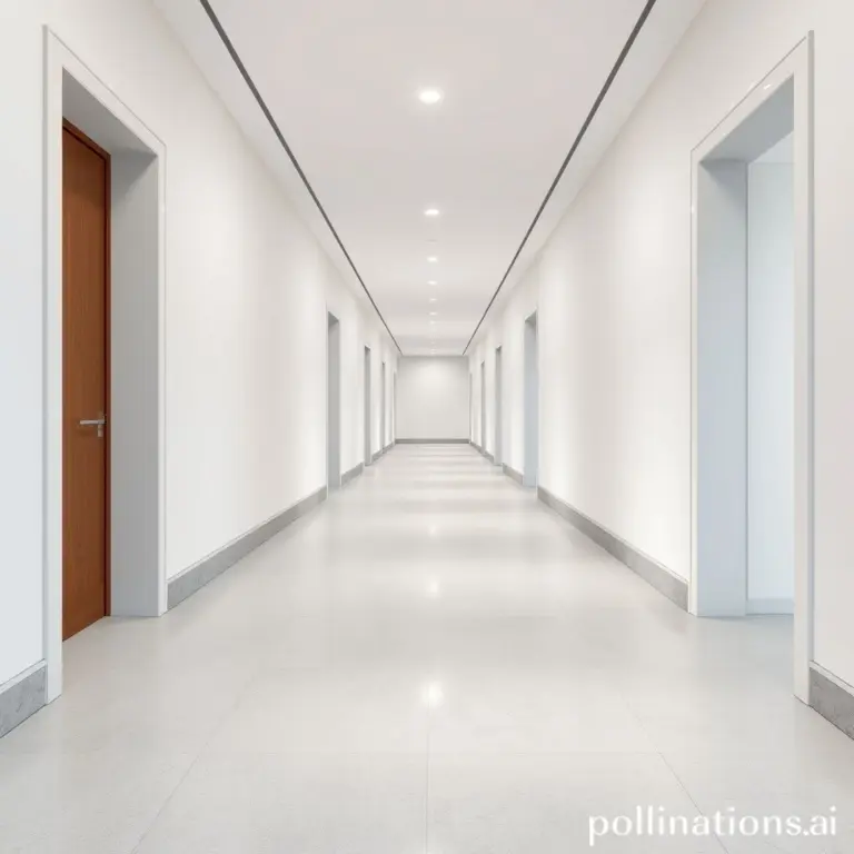 Hallway with gray SPC vinyl flooring and modern lighting.
