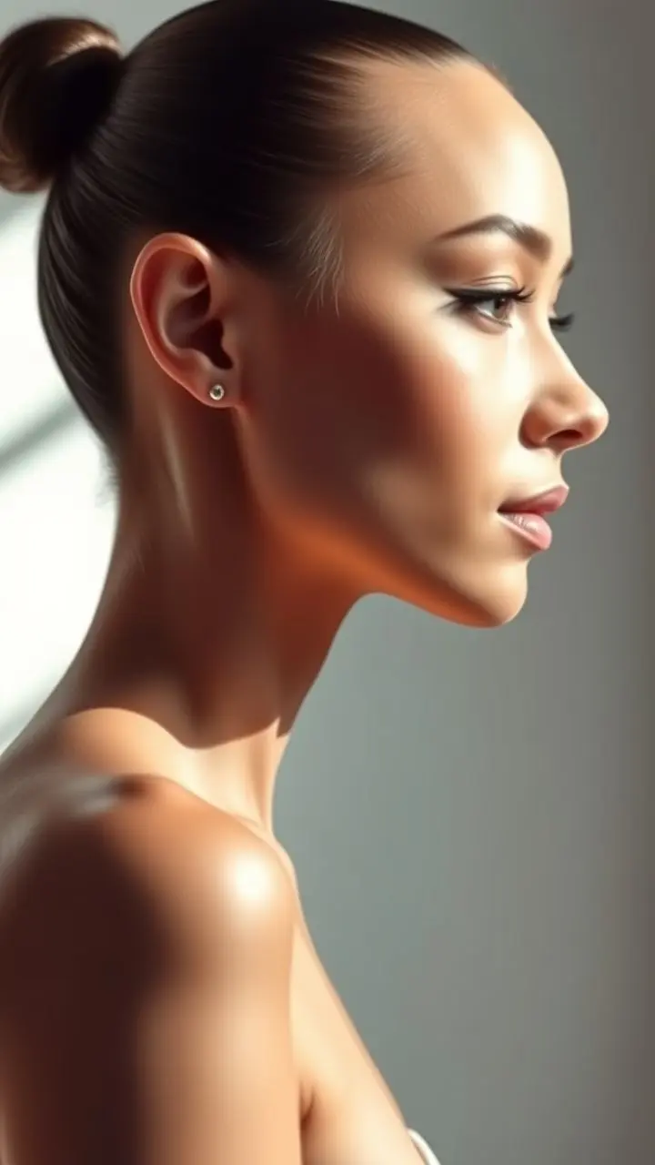 Minimalist profile silhouette with clean lines and soft lighting.