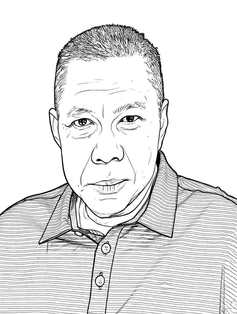 Black and white line art painting