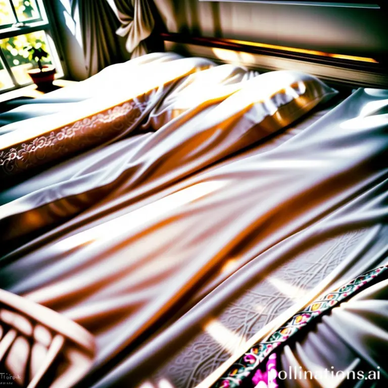 Tangled white sheets in soft morning light.