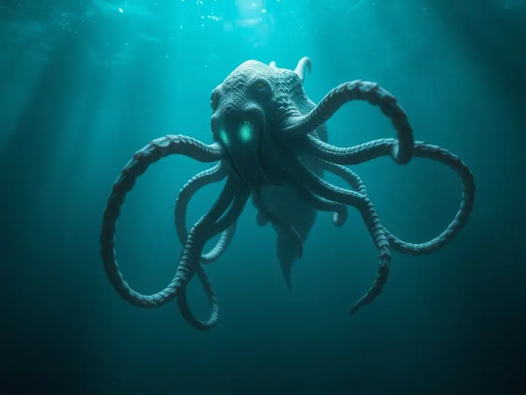 An aquatic creature with many tentacles and glowing scales.