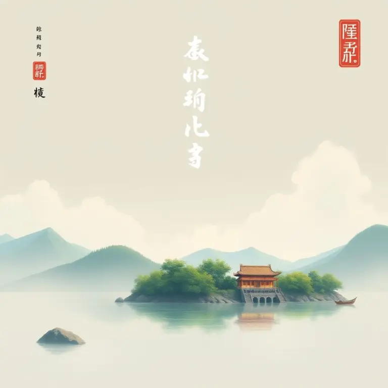 Serene mountain and water landscape