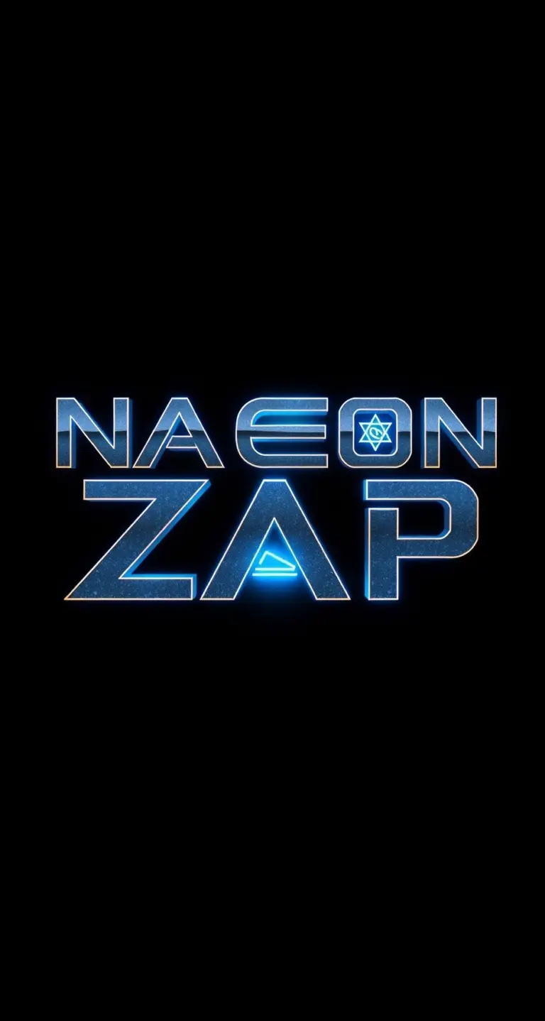 Cyberpunk logo for NAEON ZAP with blue glow.