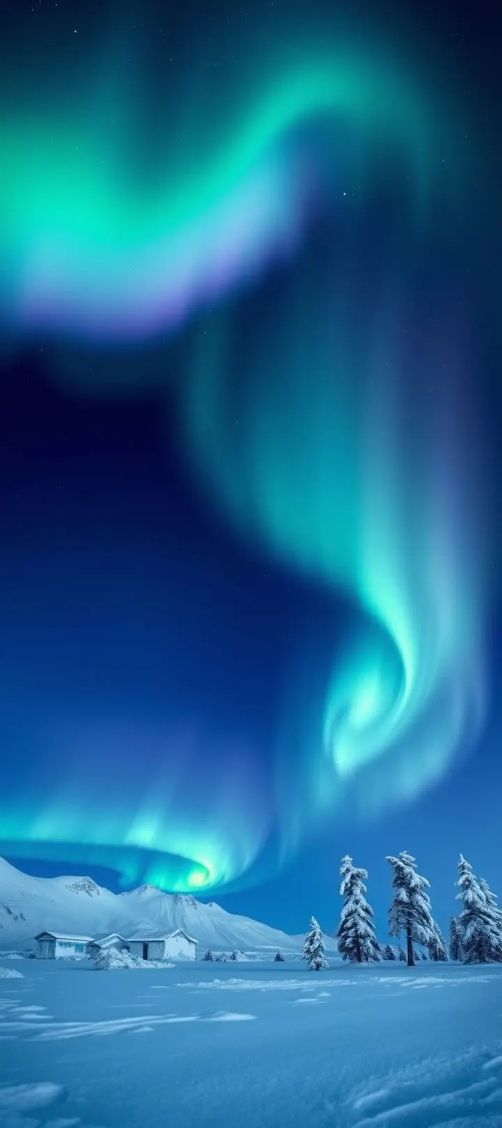 Northern Lights in polar night sky