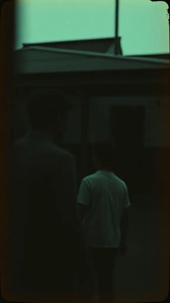 Cinematic portrait with film grain, muted colors, and atmospheric lighting.