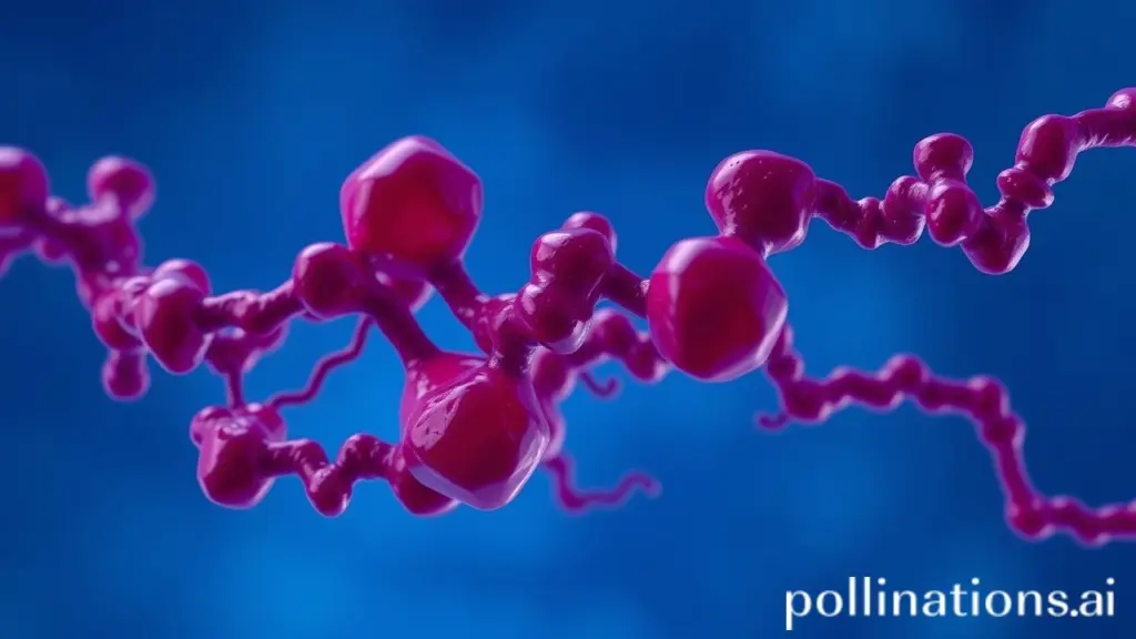Close-up of blue octopus blood showing molecular structure.