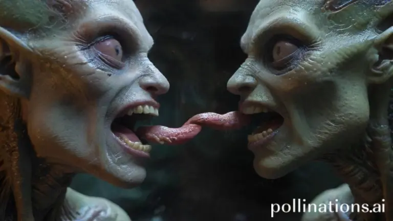Two aliens kissing.