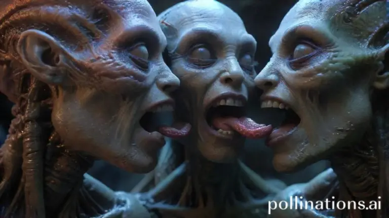 Two aliens kissing