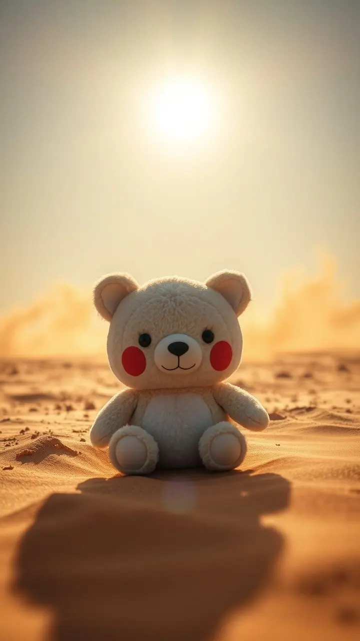 Plush toy in a desert mirage