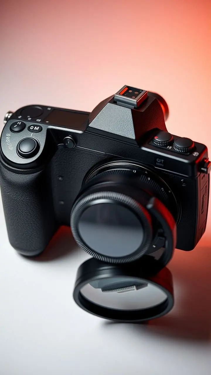 Close-up of a modern camera with focus on its control dials and screen.