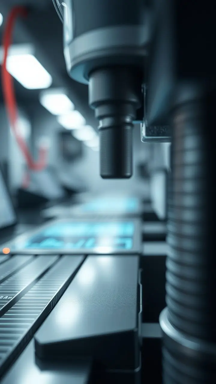 Close-up of a technical setting with sharp focus, emphasizing accuracy.