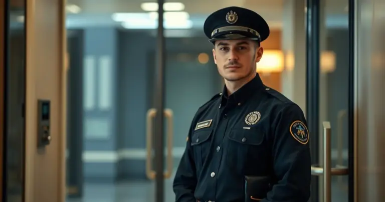 Portrait of a doorman in uniform.