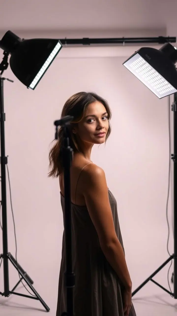 Studio lighting setup with soft lights.