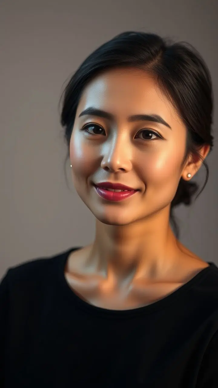 Portrait illuminated by soft studio lighting with subtle shadows.