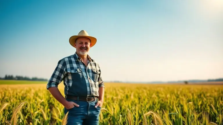 Farmer Herr Gehrling in a sunny field of golden crops.