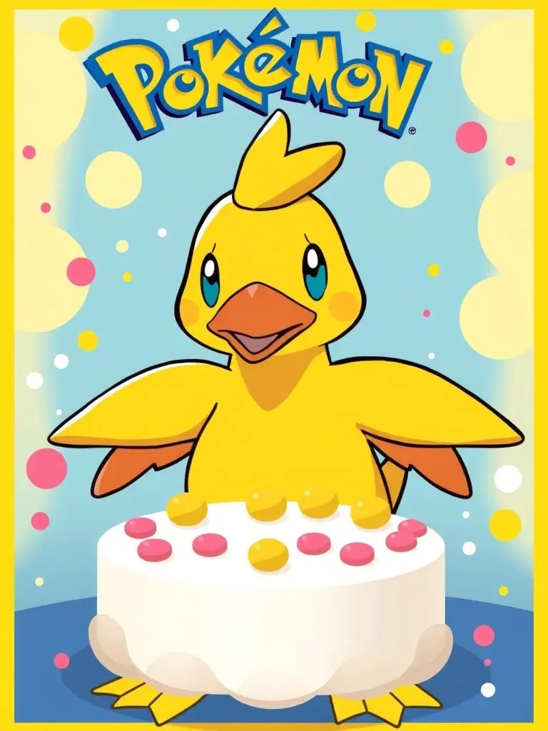 Psyduck character on a birthday card.