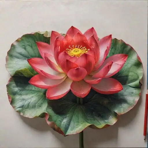Detailed red lotus flower