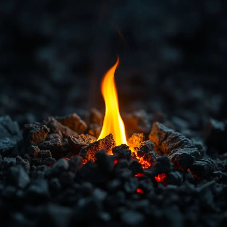Macro photo of a glowing ember in ash.
