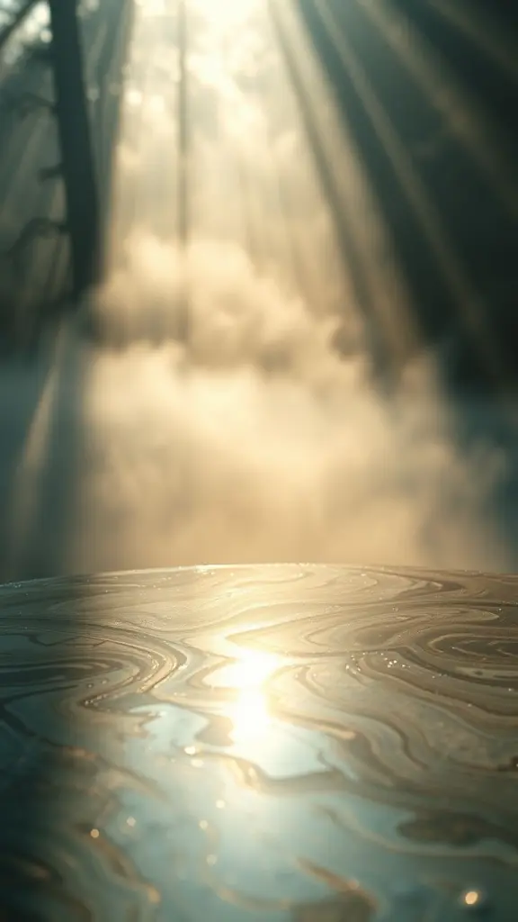 Resin art with Michigan-like swirls under soft light, hinting at protection.