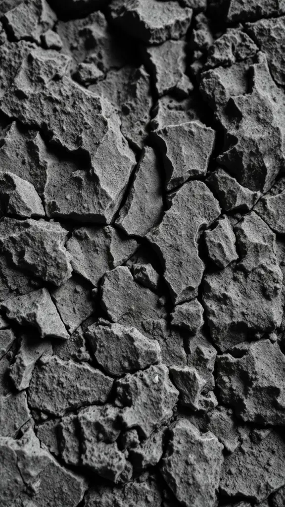 Close-up of a jagged, textured surface with strong lighting.